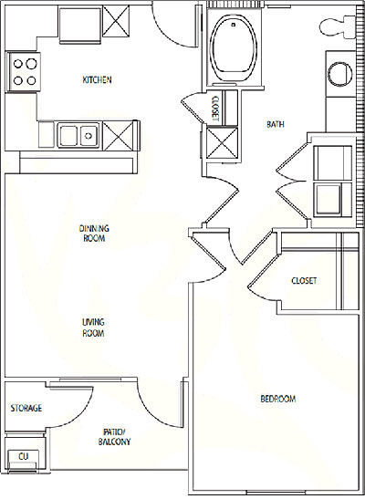 One Bedroom / One Bath - 680 Sq. Ft.*